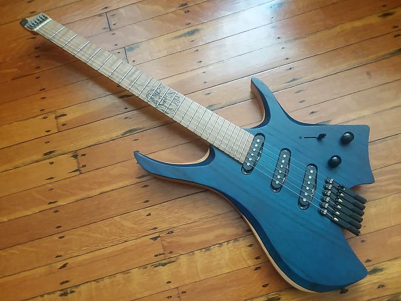 NK Headless Guitar Transparent Blue Reverb
