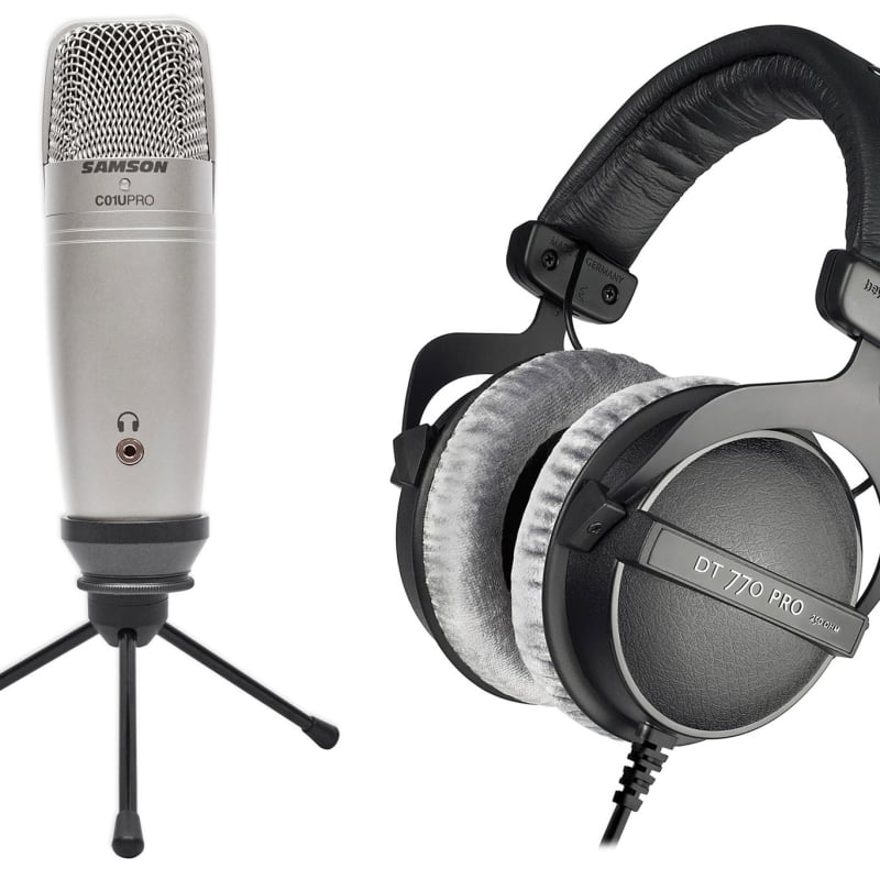 SAMSON G-Track Pro Podcasting Podcast Mic w/Interface+Beyerdynamic  Headphones