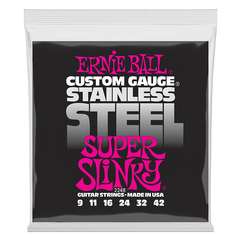 Ernie Ball Super Slinky Stainless Steel Wound Electric Guitar Strings 9-42, P02248 image 1