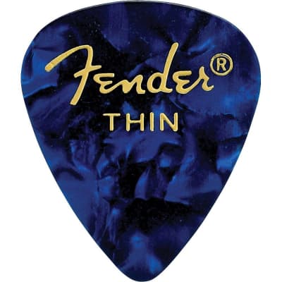 Fender 351 Premium Celluloid Guitar Picks - THIN BLUE MOTO - 12-Pack (1 Dozen) image 3