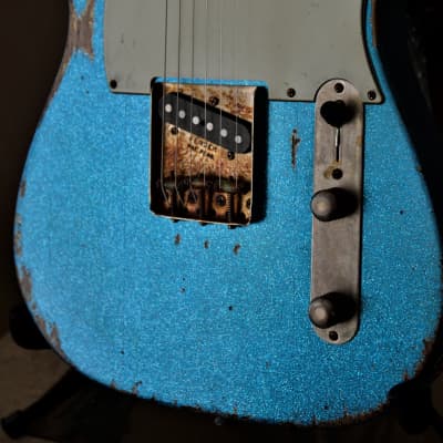 American Fender Custom Telecaster Nitro Heavy Relic Blue Sparkle image 8