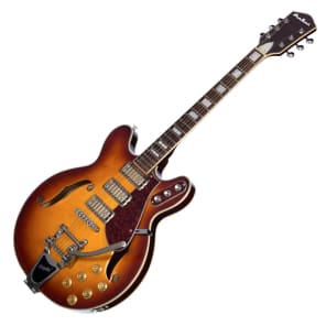 Airline Guitars H78 - Honeyburst - Vintage Reissue Semi Hollow Electric Guitar - NEW! image 5