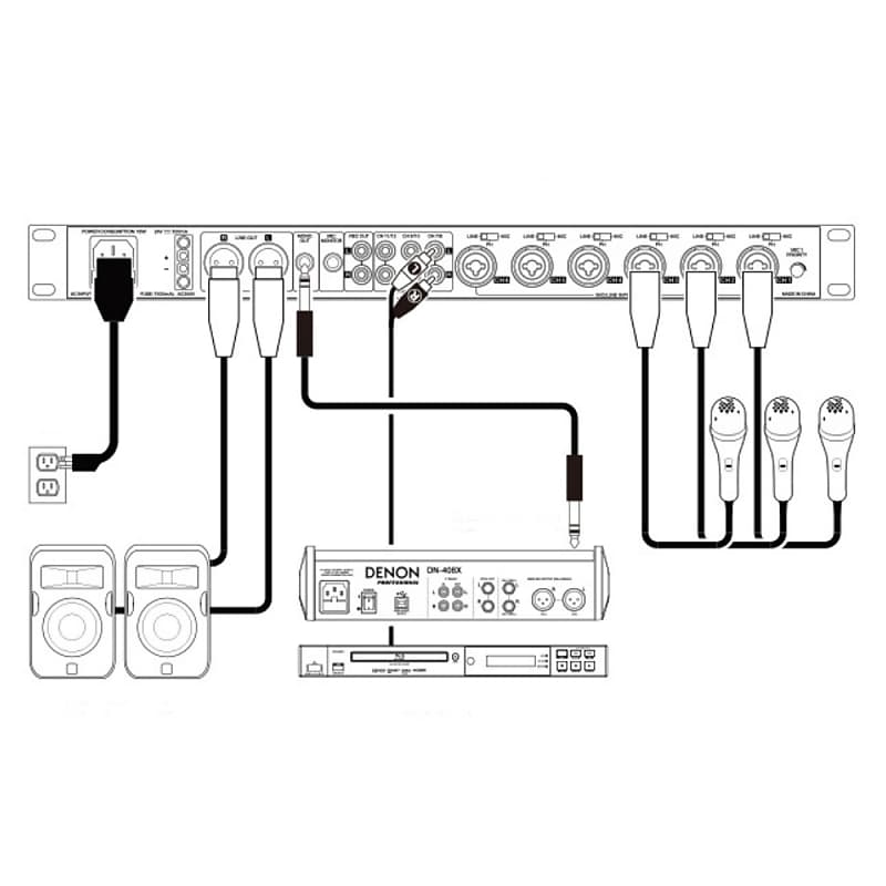 DENON DN-312X 12 Channel 1U Rackmount Mixer with Priority Control