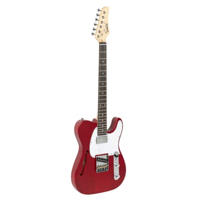 Glarry GTL Semi-Hollow Electric Guitar F Hole HS Pickups Transparent Wine Red image 3