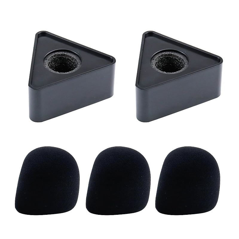 2Pcs Black Mic Flag Station Triangular Cube Shaped Microphone Reverb