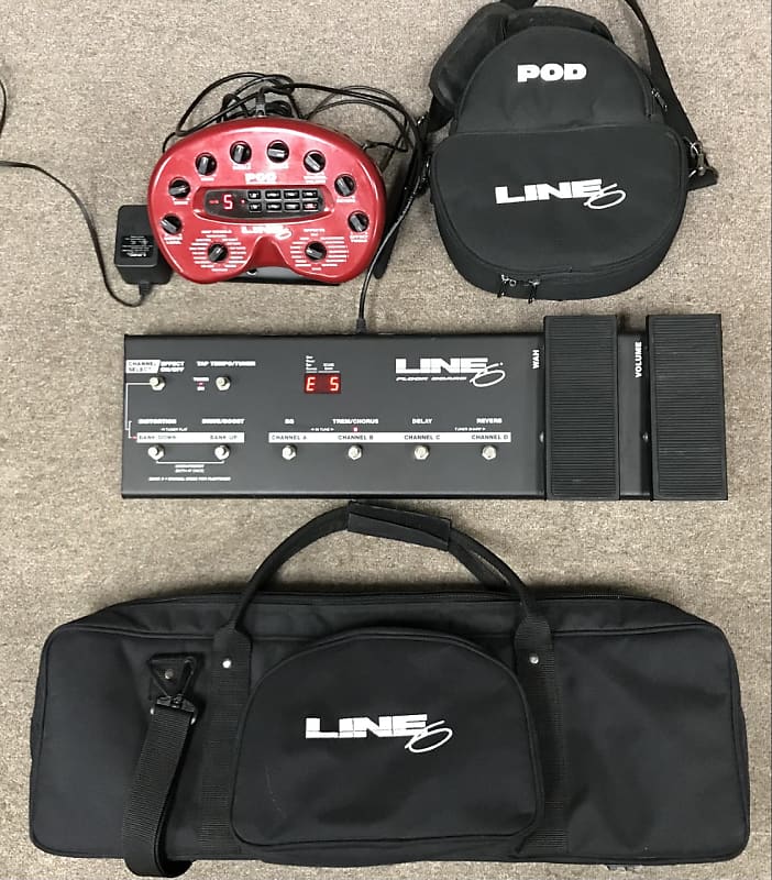 Line 6 POD, Floor board, gig bags, and cables Reverb