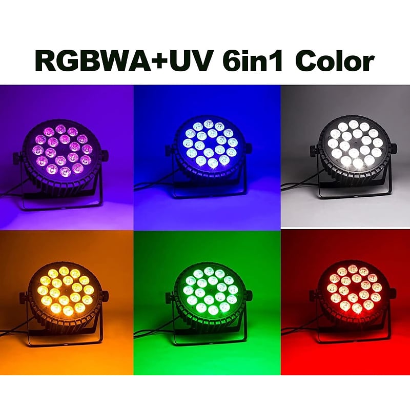Stage Par Lights Led 18X18W Dj Stage Lights Rgbwa+Uv 6In1 Color Wash/Strobe  Effect Dmx512 Control Sound Activated Led Uplighting Lights For Events  Disco Show Concerts Family Party