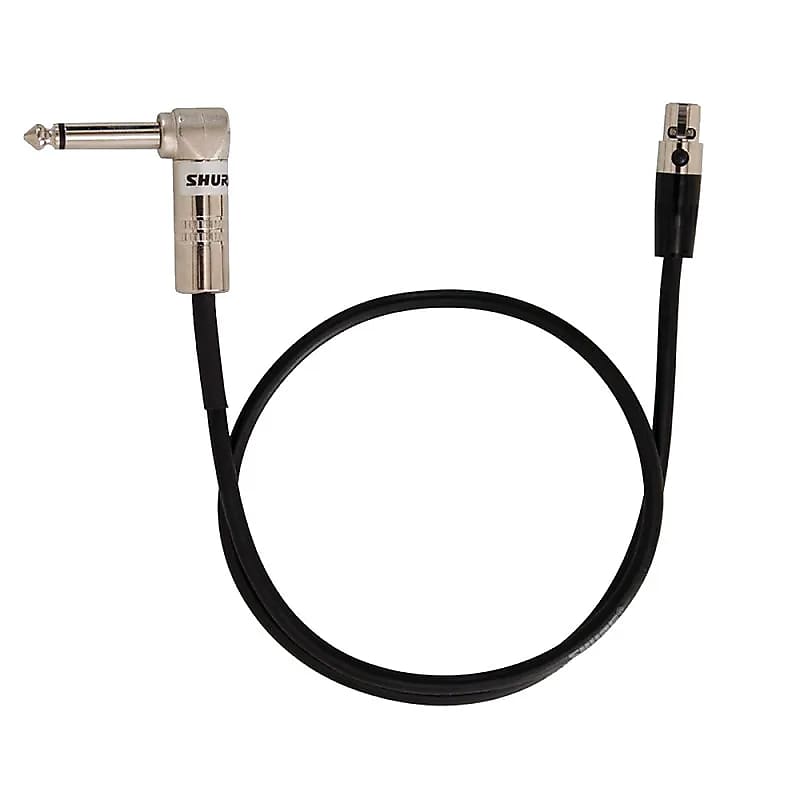Shure WA304 1/4" Right-Angle TS to 4-Pin Mini Connector Instrument Cable - 2' image 1