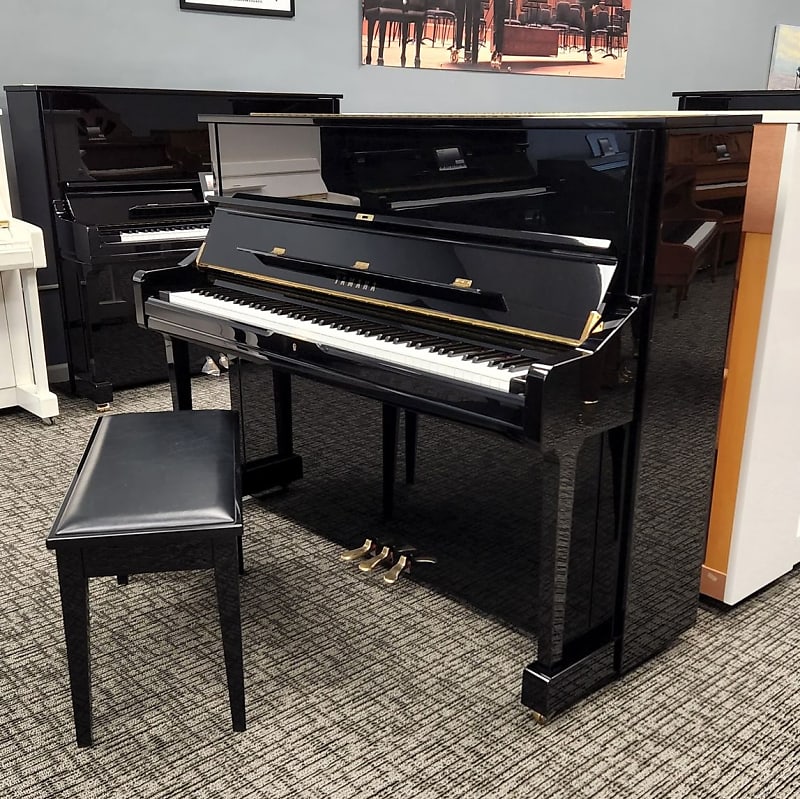 Yamaha B3 Upright Piano in Polished Ebony with Brass Fittings