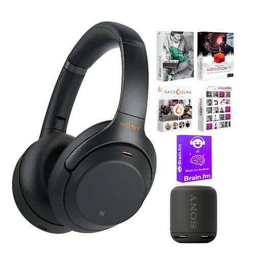 Sony WH1000XM3/B Wireless Noise-Canceling Headphones (Black) Bundle with  SRSXB10 Portable Bluetooth Speaker and Software Suite (3 Items)