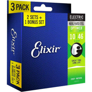 Elixir 16552-3PK Optiweb Nickel-Plated Steel Electric Guitar Strings - Light (10-46) 3-Pack