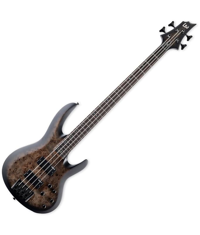 ESP LTD B-4E Burled Poplar Electric Bass Charcoal Burst Satin | Reverb