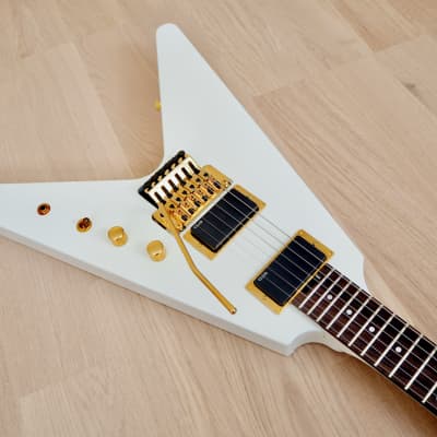 Fernandes BSV-155 Flying V Electric Guitar White w/ EMG 81 | Reverb