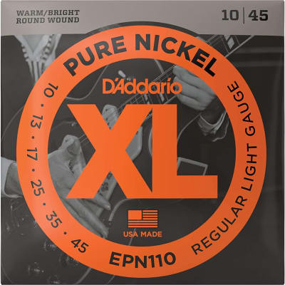 D'Addario EPN110 Pure Nickel Electric Guitar Strings, Regular Light, 10-45 image 2