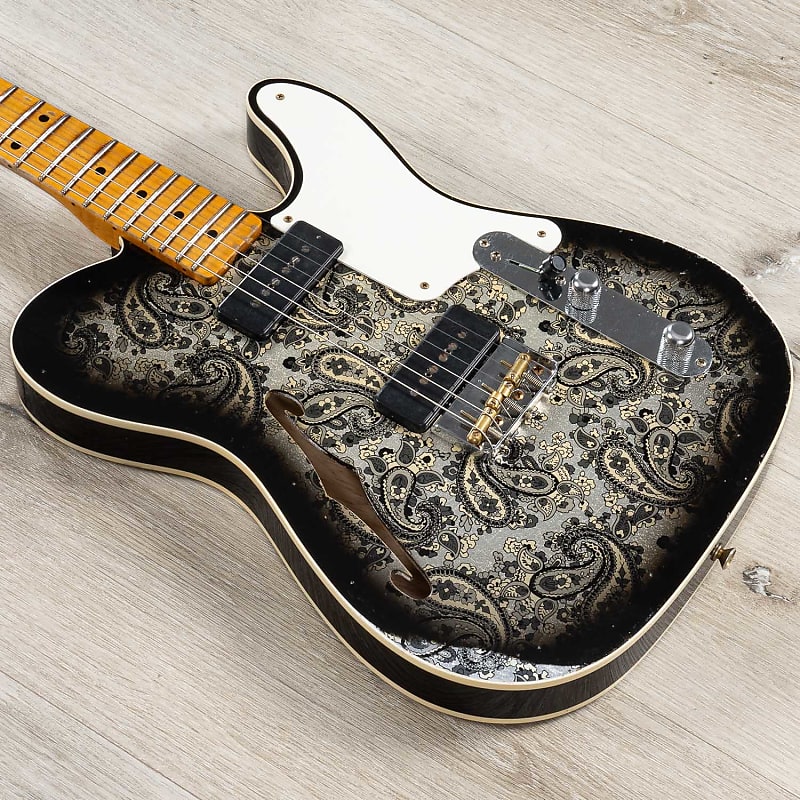 Fender Custom Shop Limited Edition Dual P90 Tele Relic Guitar, Black Paisley image 1