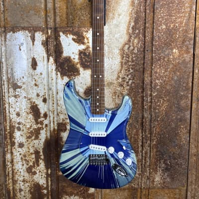 Fender FSR Splattercaster Standard Stratocaster 2003 Midnight Blue Swirl over Olympic White (Used) image 4
