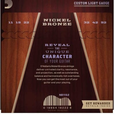 D'Addario Nickel Bronze 11-52 Custom Light Set Acoustic Guitar Strings NB1152 image 2