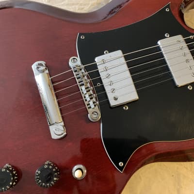 Ampeg  SG type e. guitar  STUD GE series Set Neck  70s Maxon Humbuckers! - Wine Red MIJ Very Good Condition image 5