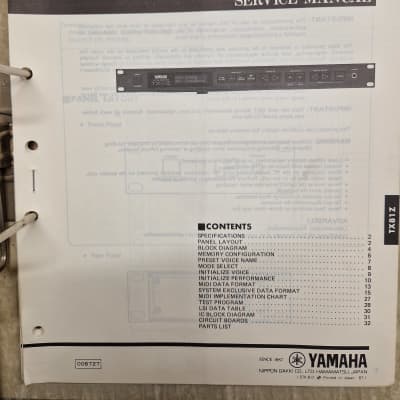 Yamaha TX81Z FM Tone Generator Service Manual