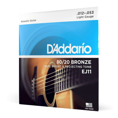 D'Addario EJ11 80/20 Bronze Light Acoustic Guitar Strings (12-53) image 4