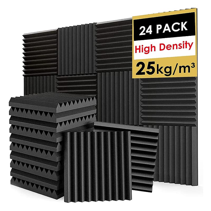 12 Pack Acoustic Panels Self-Adhesive,1 X 12 X 12 Quick-Recovery Sound  Proof Foam Panels, Acoustic Foam Wedges High Density, Soundproof Wall  Panels