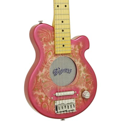 Pignose PGG-200-PKPL Short-Scale Mini Electric Guitar, Built-In Amp, Pink Paisley image 3
