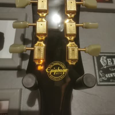 Epiphone Les Paul Custom Classic 2014 Noir doré et liseré jaune image 4