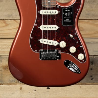 Fender  Player Plus Stratocaster Electric Guitar Aged Candy Apple Red w/ Gigbag image 2