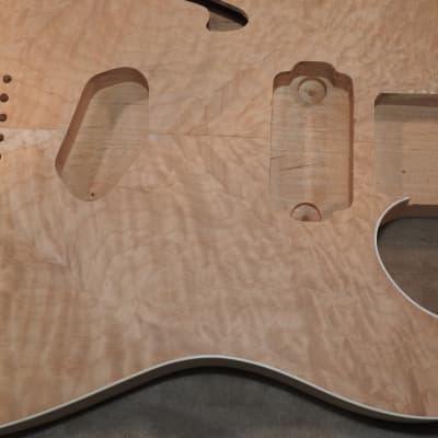 Unfinished Telecaster Body Semi-Hollow W/F-Hole Book Matched Figured Quilt Maple Top 2 Piece Premium Alder Back White Binding Chambered Very Light 2lbs 12.5oz! image 6