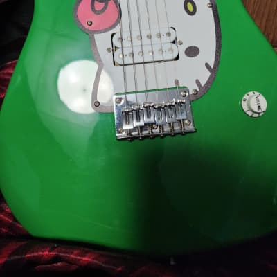 Final Price Drop! Fishbone Hello Kitty Stratocaster Green Sour Puss Guitar image 3