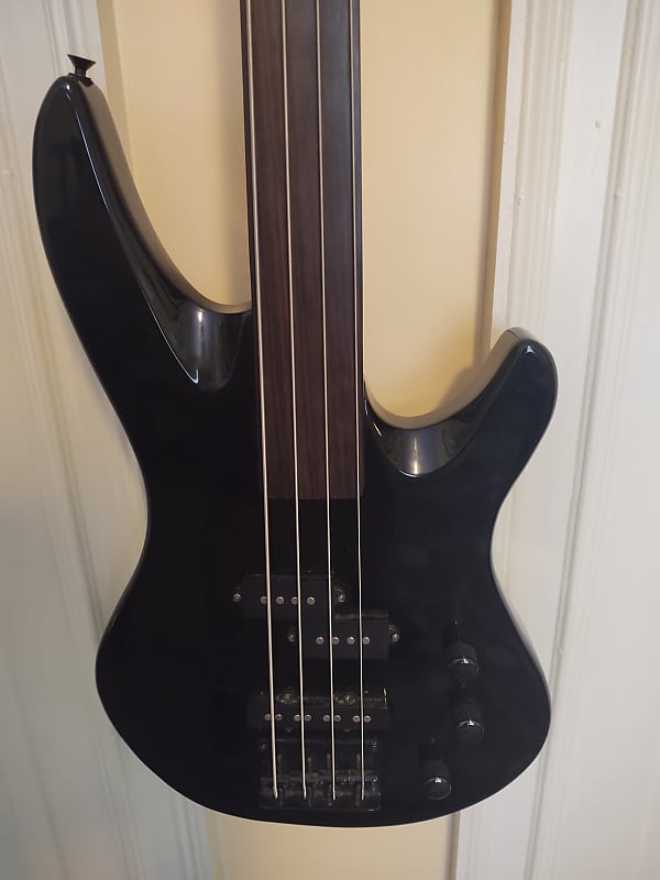 Samick Artist Series Fretless 4 string Bass Guitar, Black, Excellent Condition! image 1