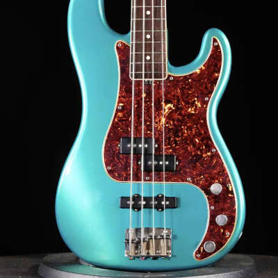 Shabat Panther (Fender P/Jazz bass style) - Ocean Turquoise Metallic, Binding, Lollars for sale