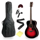 Yamaha FS830 Solid Top Concert Acoustic Guitar With Deluxe Bag & Accessories - Dusk Sun Red