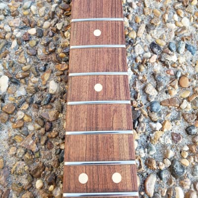 Warmoth Strat Neck, Partly Loaded, Rare Flamed Goncalo Alves, Stainless Frets, Floyd Rose Nut image 5