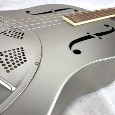 Royall Long Scale Tenor New Rough Brushed Steel Finish Brass Body Single Cone Resonator image 10