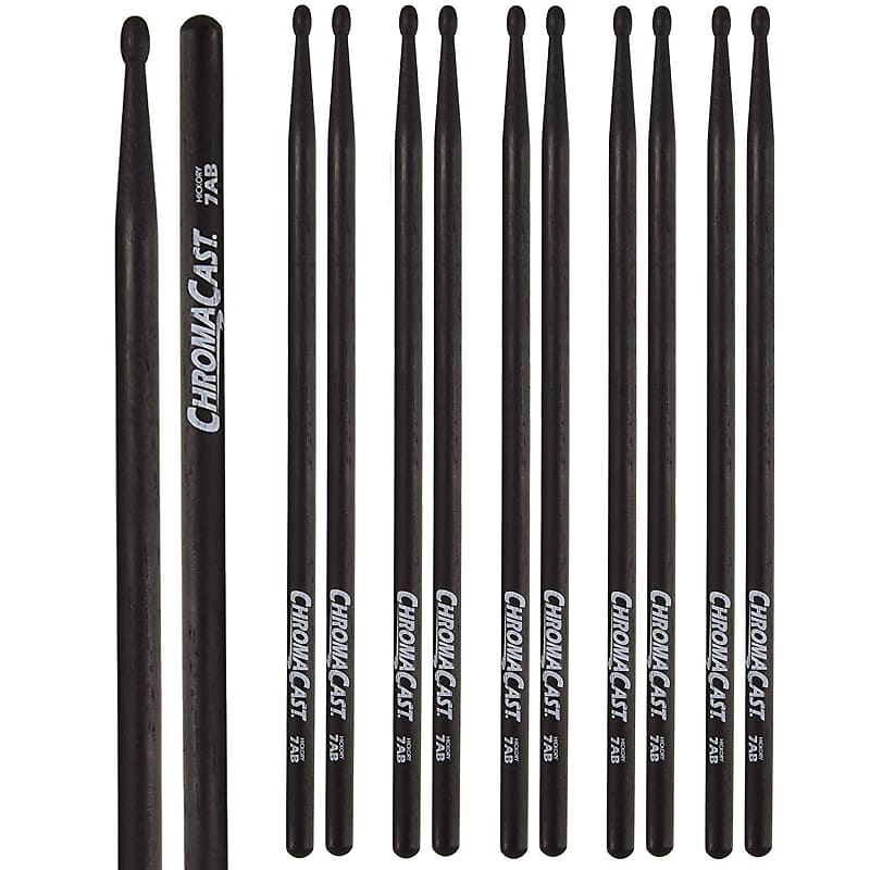 ChromaCast 7A USA Black Hickory Drumsticks, 6 Pairs image 1