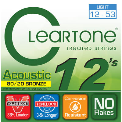 Cleartone 7612 Acoustic Guitar Strings 80/20 Bronze Light Set Coated 12-53 image 1