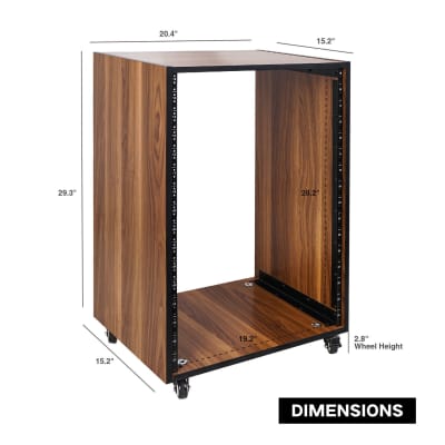 SDRK-16WN, 16U (16-Space) Studio Equipment Rack w/ Walnut Laminate, Rubber  Feet, Casters, for Recording Room, PA/DJ Pro Audio, DIY