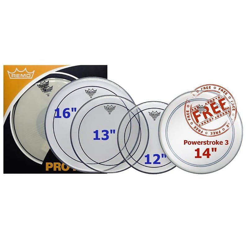 Remo Pinstripe Drum Heads Pro Pack 12" 13" 16" Clear 14" Reverb