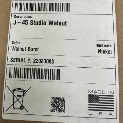 Gibson J-45 Studio Walnut Burst New Unplayed Auth Dlr 4lbs 9oz #088 image 25