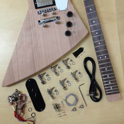 E1958 Explorer Style Electric Guitar DIY Kit,Complete No-Soldering,Mahogany Body image 1