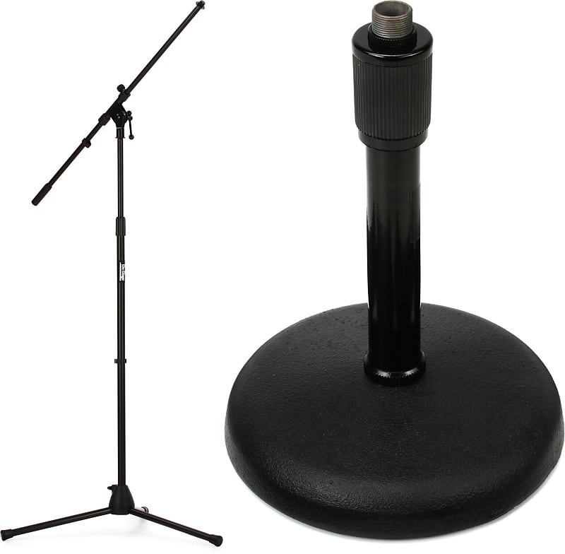 On-Stage MS7701B Euro Boom Microphone Stand - Black Bundle | Reverb