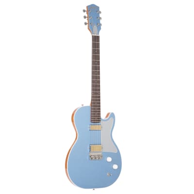 Harmony Standard Jupiter Thinline Semi-Hollow Guitar, Rosewood Fretboard, Sky Blue image 2