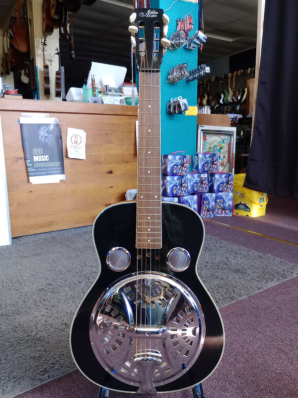 Morgan Monroe MSQ-100-BK Black Voodoo Square Neck Resonator Guitar W/Original Hard Case * FREE SHIPPING * image 1