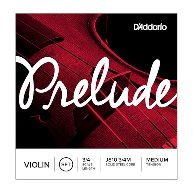 D'Addario Prelude Violin String Set, 3/4 Size, Medium Tension