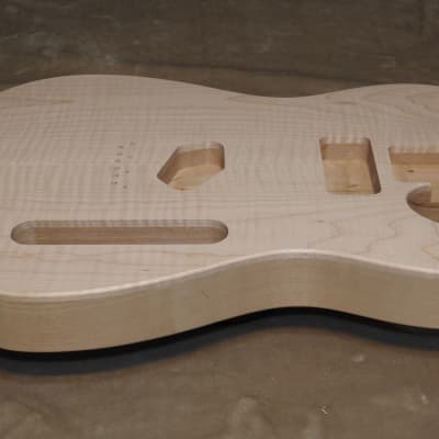 Unfinished Telecaster Body Book Matched Figured Flame Maple Top 2 Piece Alder Back Chambered, P90 Neck Route 3lbs 15.9oz! image 10