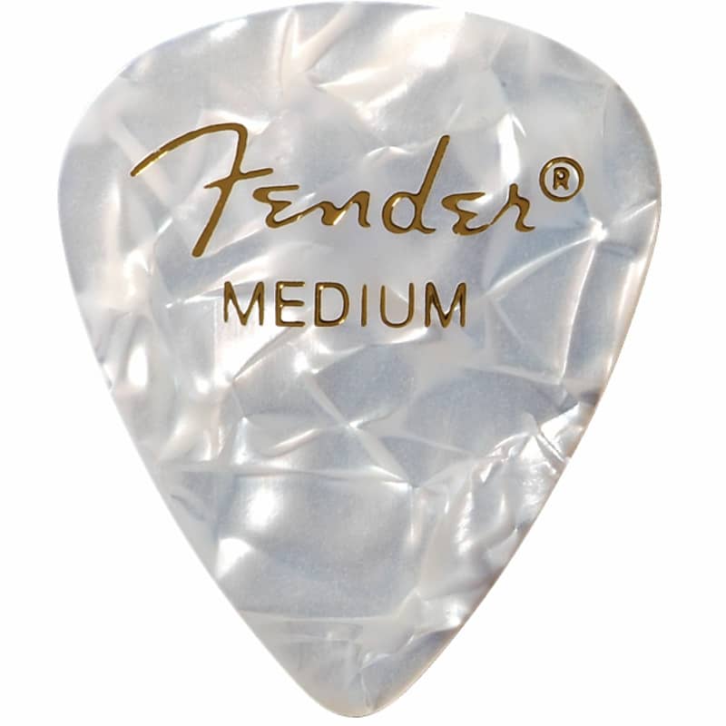 Fender 351 Shape Premier Celluloid Guitar Picks, Medium, White Moto, 12-Pack image 1