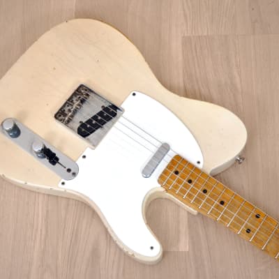 1958 Fender Telecaster Vintage Electric Guitar Blonde w/ Figured V Neck, Tweed Case image 8
