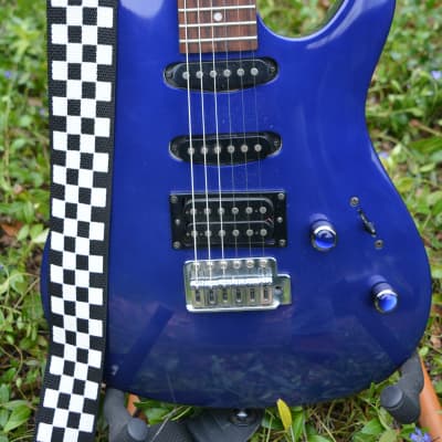 Ibanez Gio HSS in Midnight Blue w/ New Black Dunlop Strap Locks, New Blue knobs and nice Black HSC for sale