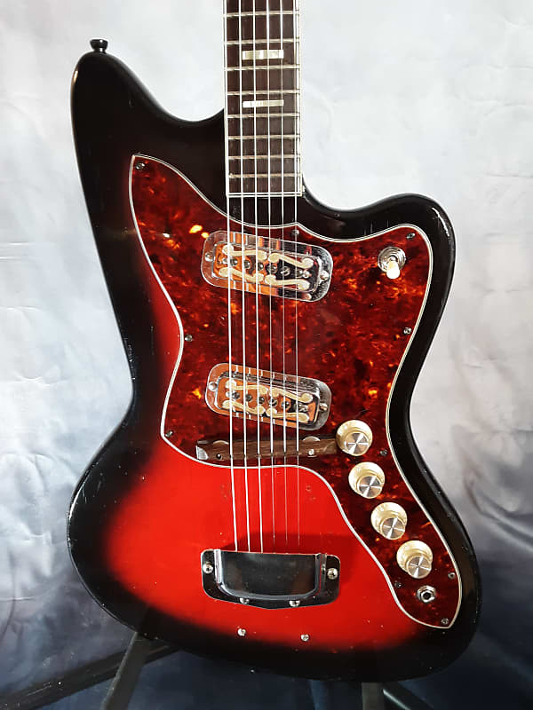 Harmony Holiday Model 1478, Rare & Vintage, Made in USA, Solid Body Electric Guitar 1965 Red Burst image 1
